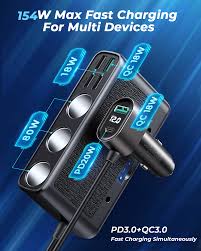 JR-CL06 154W Car cigarette lighter adapter with three sockets + 6 ports