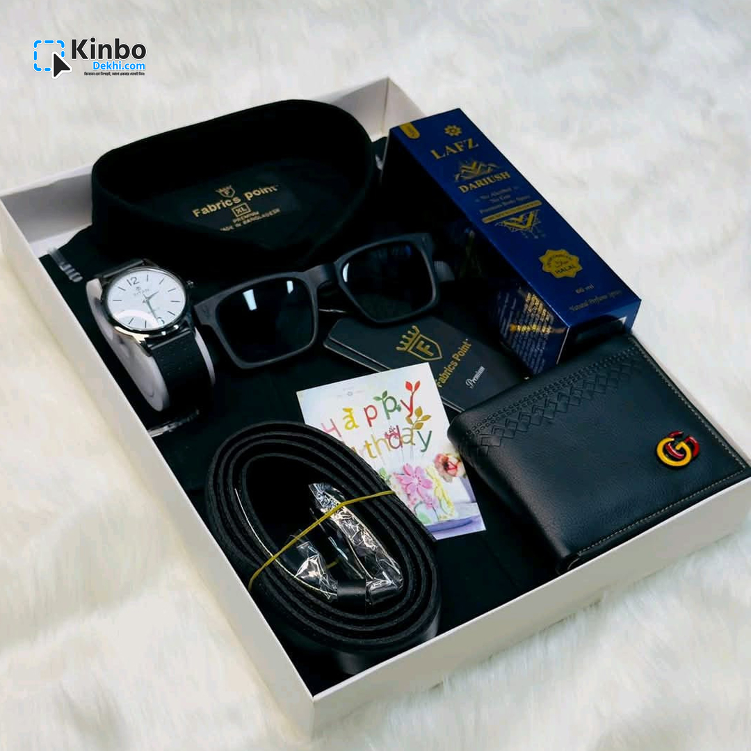 Men’s Premium Gift Combo Box (Shirt + Wallet + Watch + Perfume + Belt + Sunglass + Cart Box)