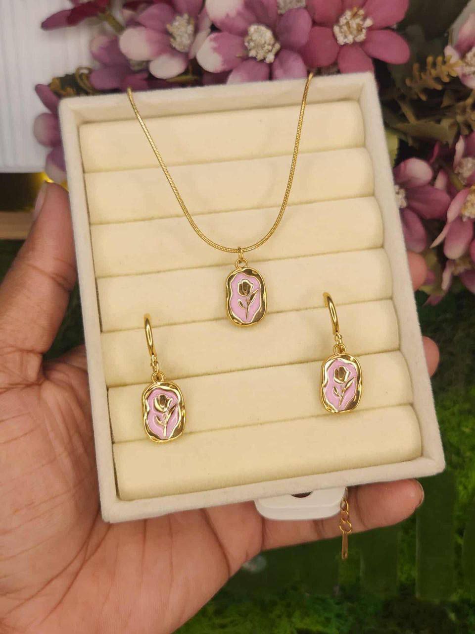 Tulip Pendant & Earrings Combo Set