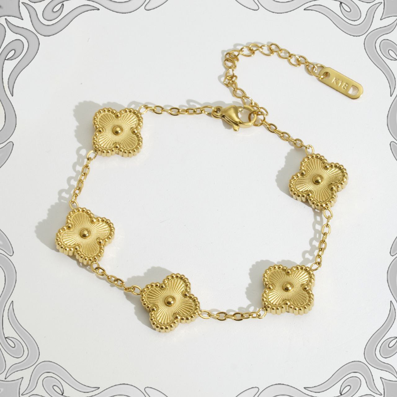 Stainless Steel Five Leaf Flower Jewelry Set