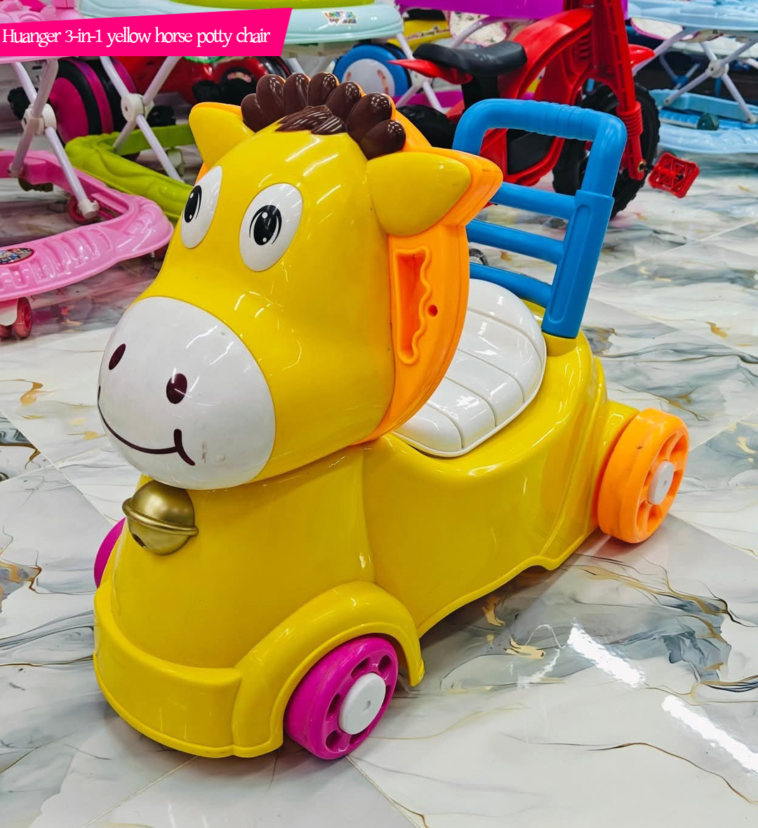 Huanger 3-in-1 Yellow Horse Potty Chair & Ride-On Scooter